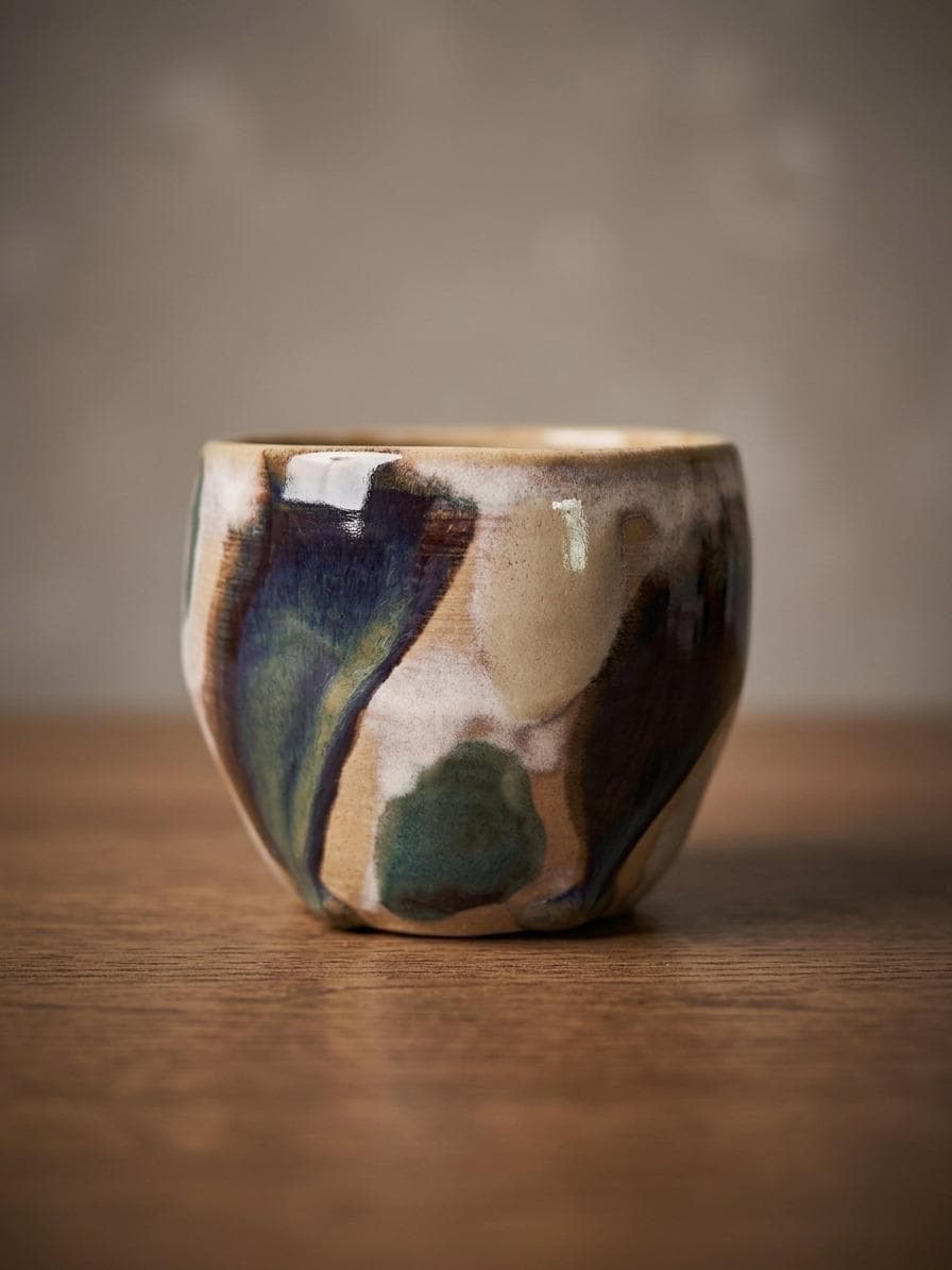 Taza esmaltada a mano en varios colores